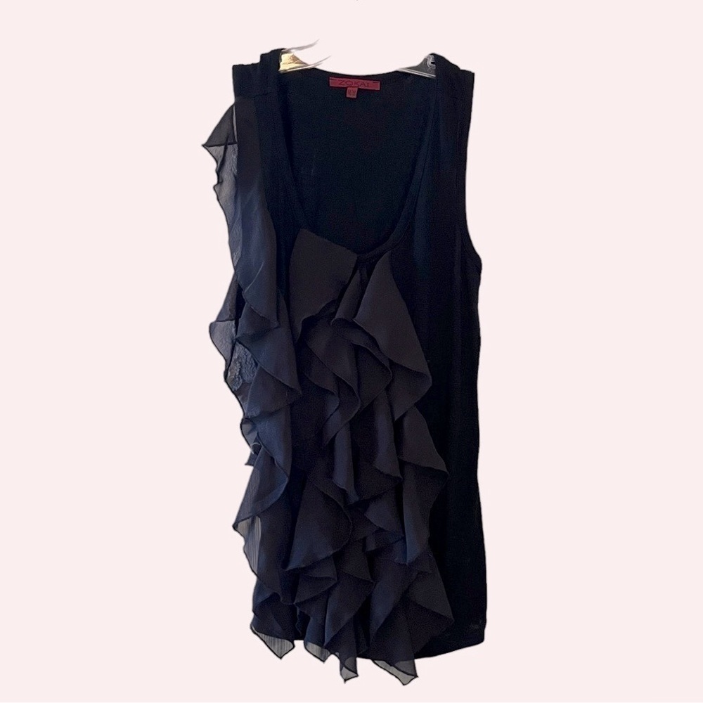 ZOKAI Black Ruffle Sleeveless Top Size Medium